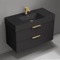 Floating Black Bathroom Vanity, Modern, 40